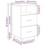 vidaXL Table de chevet avec 2 tiroirs vieux bois 36x36x68 cm