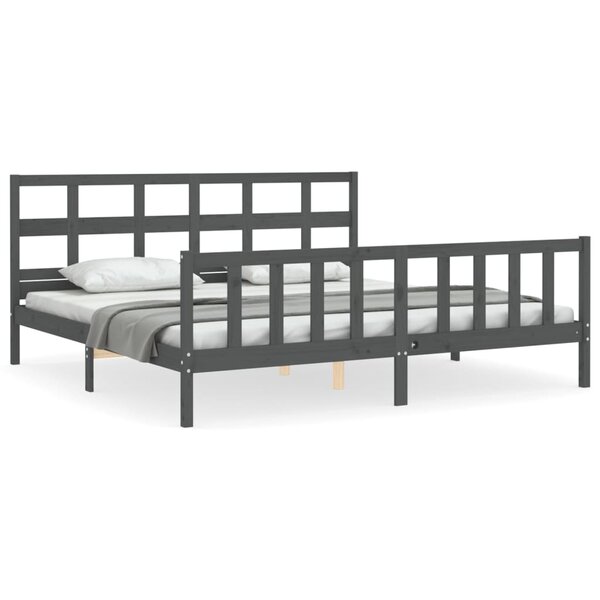 vidaXL Cadre de lit sans matelas gris 200x200 cm bois massif de pin