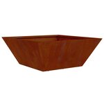 vidaXL Cache-pot de jardin Rouillé 40 x 40 x 15 cm Acier patiné