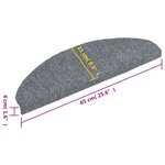 vidaXL Tapis d'escalier auto-adhésifs 15 pièces 65 x 21 x 4 cm Gris clair Demi-rond Grand
