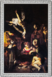 Monnaie NATIVITY WITH SAN LORENZO AND SAN FRANCESCO Caravaggio Catch Me If You Canvas 1 Oz Argent 5 Cedis Ghana 2026