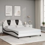 vidaXL Cadre de lit sans matelas blanc et noir 140x190 cm similicuir