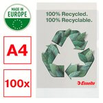 Chemise coin 100  recyclée esselte a4 polypropylène 10/100e transparente assortie - paquet de 100