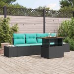 vidaXL Ensemble de canapé de jardin 5 Pièces Noir Poly rotin