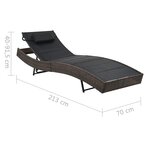 vidaXL Chaise longue Résine tressée et textilène Marron