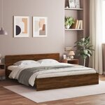 vidaXL Cadre de lit avec tête de lit chêne marron 200x200 cm