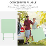 Salon de jardin bistro pliable - table carrée dim. 60L x 60l x 71H cm avec 2 chaises - métal thermolaqué vert d'eau