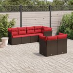 vidaXL Salon de jardin avec coussins 7 Pièces marron résine tressée