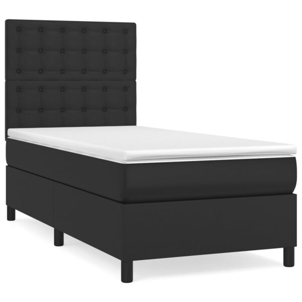 vidaXL Sommier à lattes de lit avec matelas Noir 80x200cm Similicuir