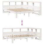 vidaXL Lit bibliothèque sans matelas blanc 160x200 cm bois pin massif