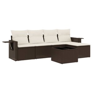 vidaXL Salon de jardin avec coussins 6 Pièces marron résine tressée