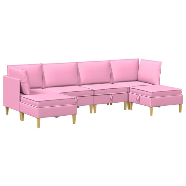 vidaXL Canapé modulaire avec rangement 6 Pièces Rose Tissu
