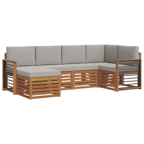 vidaXL Ensemble de canapés d'extérieur 6 pc Gris Naturel et Clair