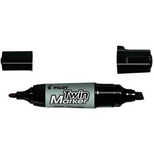 Marqueur permanent TWIN Marker Jumbo Pointe Biseau et Pointe Ogive Noir x 10 PILOT