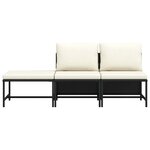 vidaXL Canapés de jardin 3 Pièces avec coussins Noir Résine tressée