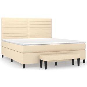 vidaXL Sommier à lattes de lit avec matelas Crème 160x200 cm Tissu
