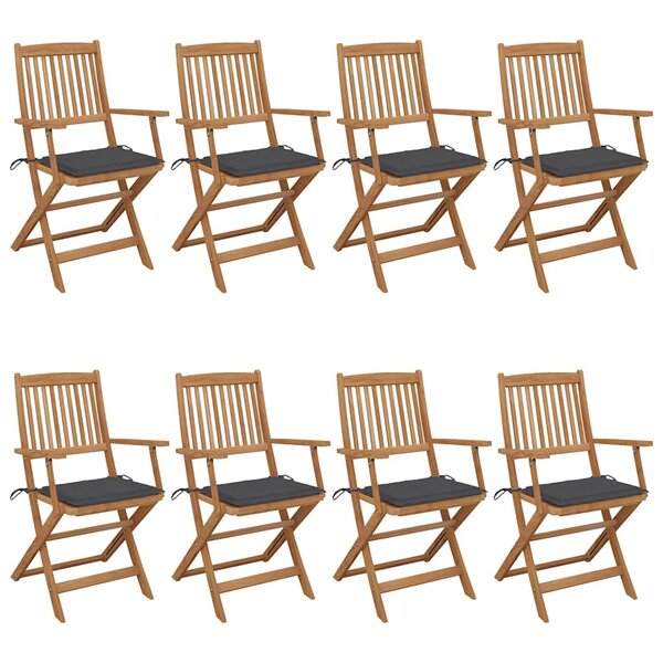 vidaXL Chaises pliables de jardin lot de 8 avec coussins Bois d'acacia