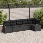 vidaXL Ensemble de canapés de jardin 6 pièces avec coussins Noir Poly Rotin