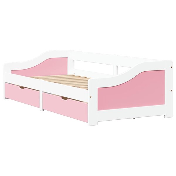vidaXL Lit de jour et 2 tiroirs sans matelas IRUN blanc rose 90x200 cm