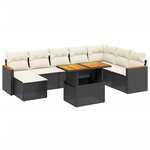 vidaXL Salon de jardin 9 Pièces avec coussins noir résine tressée