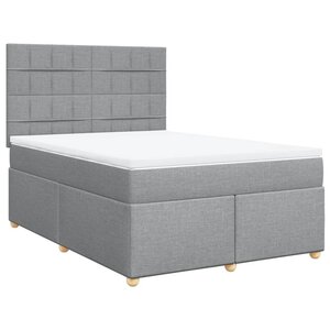 vidaXL Sommier à lattes de lit avec matelas Gris clair 140x190cm Tissu