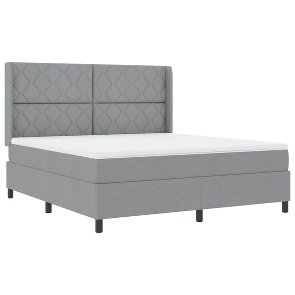 vidaXL Lit à ressorts avec matelas Gris clair 180 x 200 cm tissu