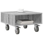 vidaXL Table d'appoint avec roues Gris Sonoma 50 5 x 50 x 30 cm