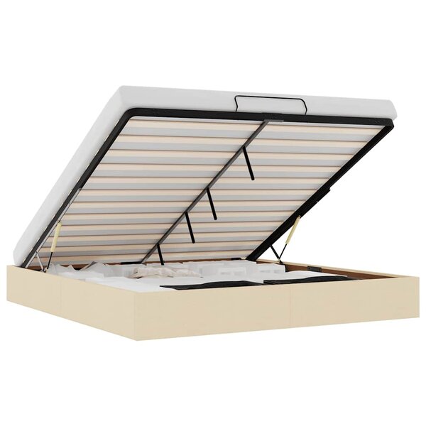 VidaXL Cadre de lit ottoman sans matelas crème 160x200 cm tissu