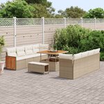 vidaXL Ensemble de canapé de jardin avec coussin 11 Pièces Beige et crème
