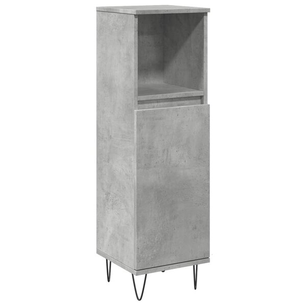 vidaXL Armoire de salle de bain gris béton 30x30x100 cm