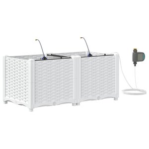 vidaXL Cache-pot de jardin 2 Pièces Blanc Acier