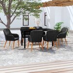 vidaXL Mobilier de salle à manger de jardin avec coussins 7 Pièces Noir