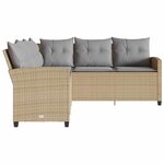 vidaXL Canapés en forme de L avec coussins beige résine tressée
