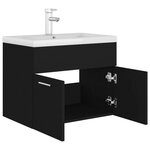 vidaXL Armoire d'évier avec lavabo intégré Noir Aggloméré