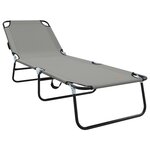 vidaXL Transat pliant portable gris en tissu Oxford 600D
