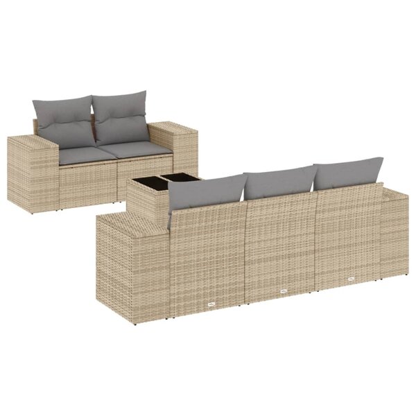 vidaXL Salon de jardin avec coussins 6 Pièces beige résine tressée