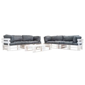 vidaXL Salon de jardin palette 6 Pièces avec coussins gris Bois