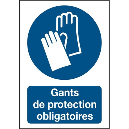 Panneau adhésif permanent acrylic Port de gants obligatoire Rectangle 210 x 297 mm BRADY