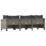 vidaXL Salon de jardin 4 Pièces avec coussins Gris Résine tressée