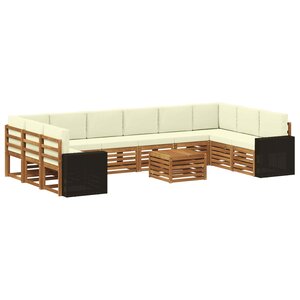 vidaXL Ensemble de canapés d'extérieur 11 pc Naturel et Crème