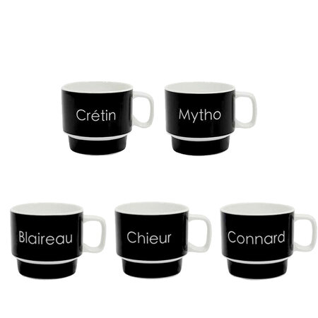 Coffret 5 tasses à café empilables - les vilains garçons