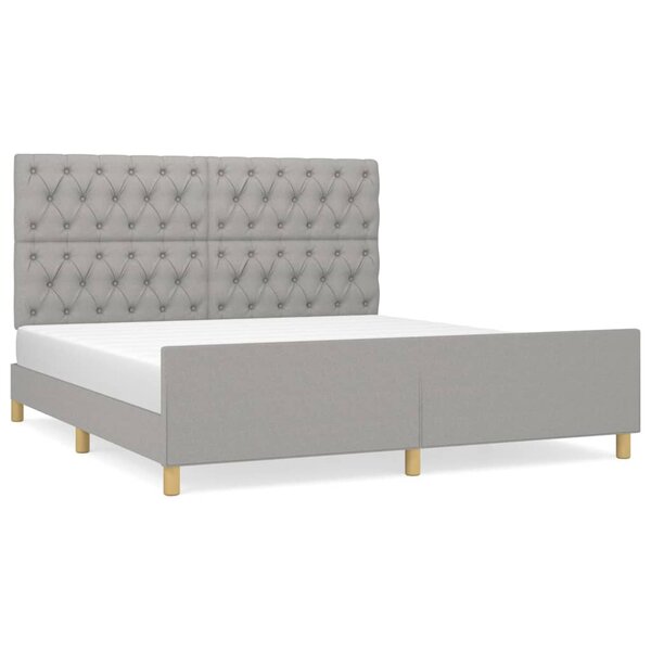 vidaXL Cadre de lit avec tête de lit Gris clair 160x200 cm Tissu