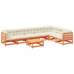 vidaXL Salon de jardin 8 Pièces avec coussins marron cire bois pin massif