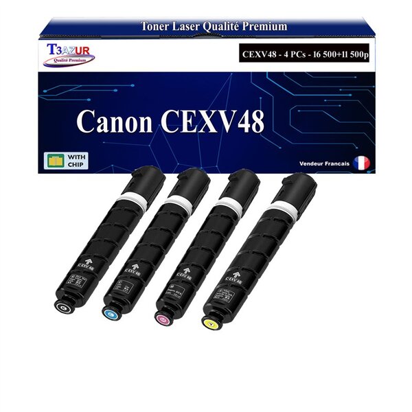 T3AZUR -4x Toners compatibles avec Canon iR-C1325iF  iR-C1335iF  iR-C1335iFC  CEXV48
