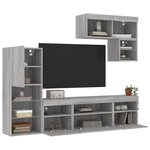 vidaXL Unités murales TV avec LED 6 Pièces gris sonoma bois d'ingénierie