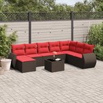 vidaXL Salon de jardin avec coussins 9 Pièces marron résine tressée