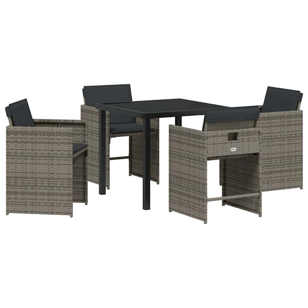 vidaXL Ensemble de salle à manger pour jardin 5 Pièces Gris polyrotin