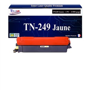 T3AZUR -Toner compatible avec Brother TN249 pour Brother HL-L8230CDW  HL-L8240CDW  MFC-L8340CDW  MFC-L8390CDW - Jaune