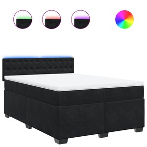 vidaXL Sommier à lattes de lit avec matelas Noir 140x190 cm Velours