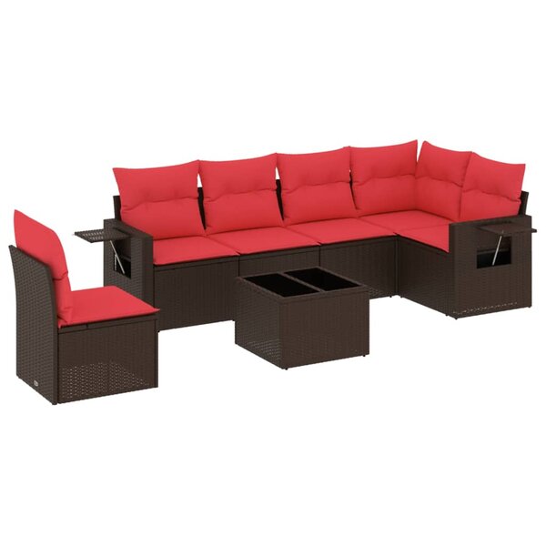 vidaXL Salon de jardin avec coussins 7 Pièces marron résine tressée